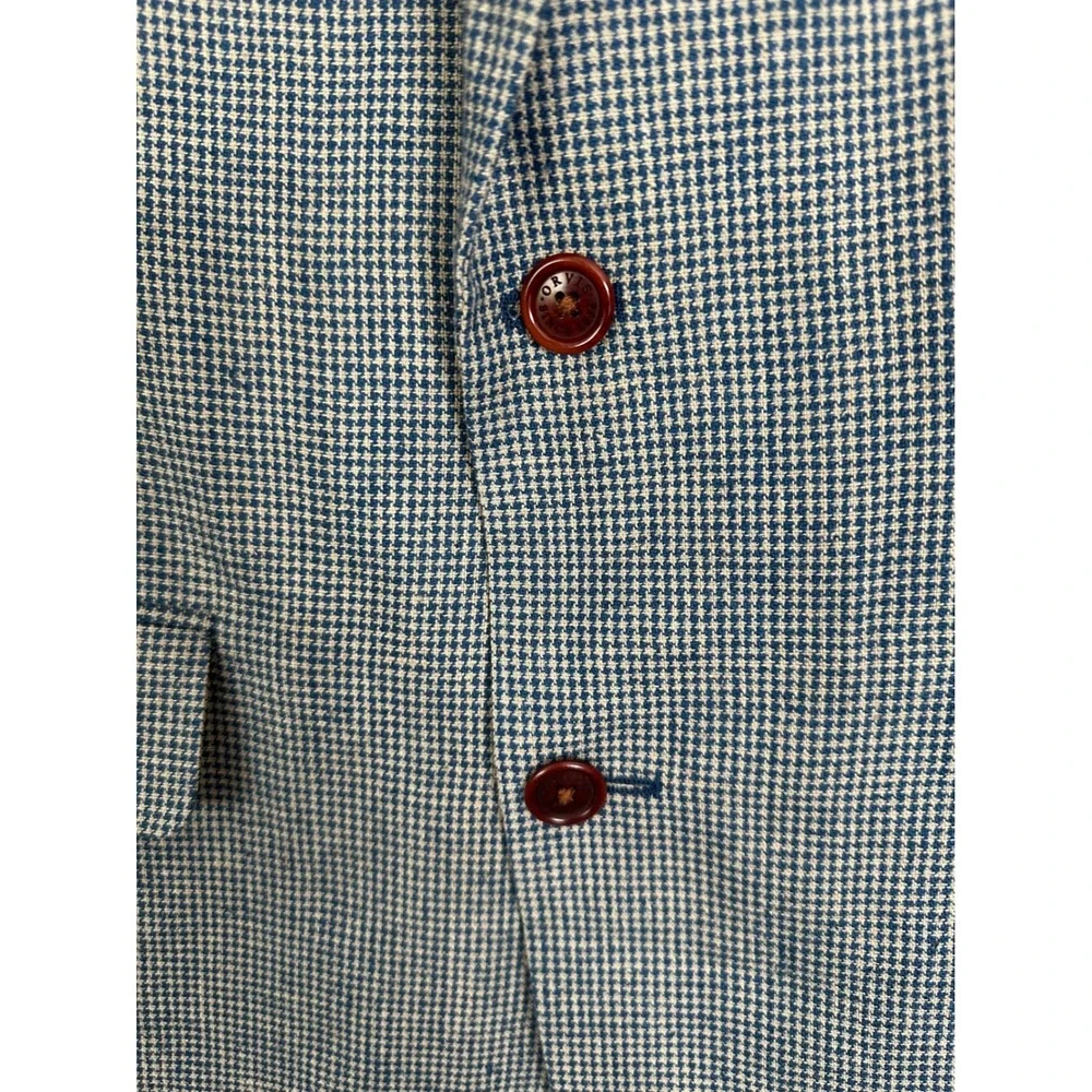 Orvis Mens Blue White Houndstooth Two Button Blazer Sport Coat 42R